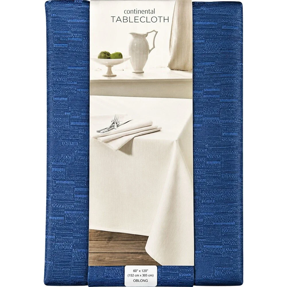 Bardwil Tablecloth Navy Continental Collection Polyester Easy Care 60x102